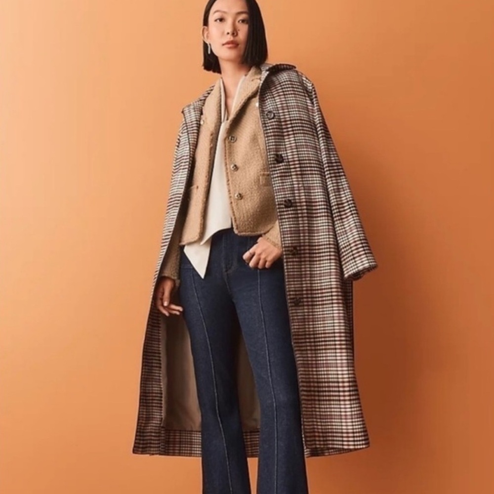 Ann Taylor Mac Belted Plaid Coat - Medium - Picture 1 of 10